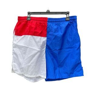 Vintage Shorts Size Large Nylon Windbreaker Style Color Block 90s USA Patriotic